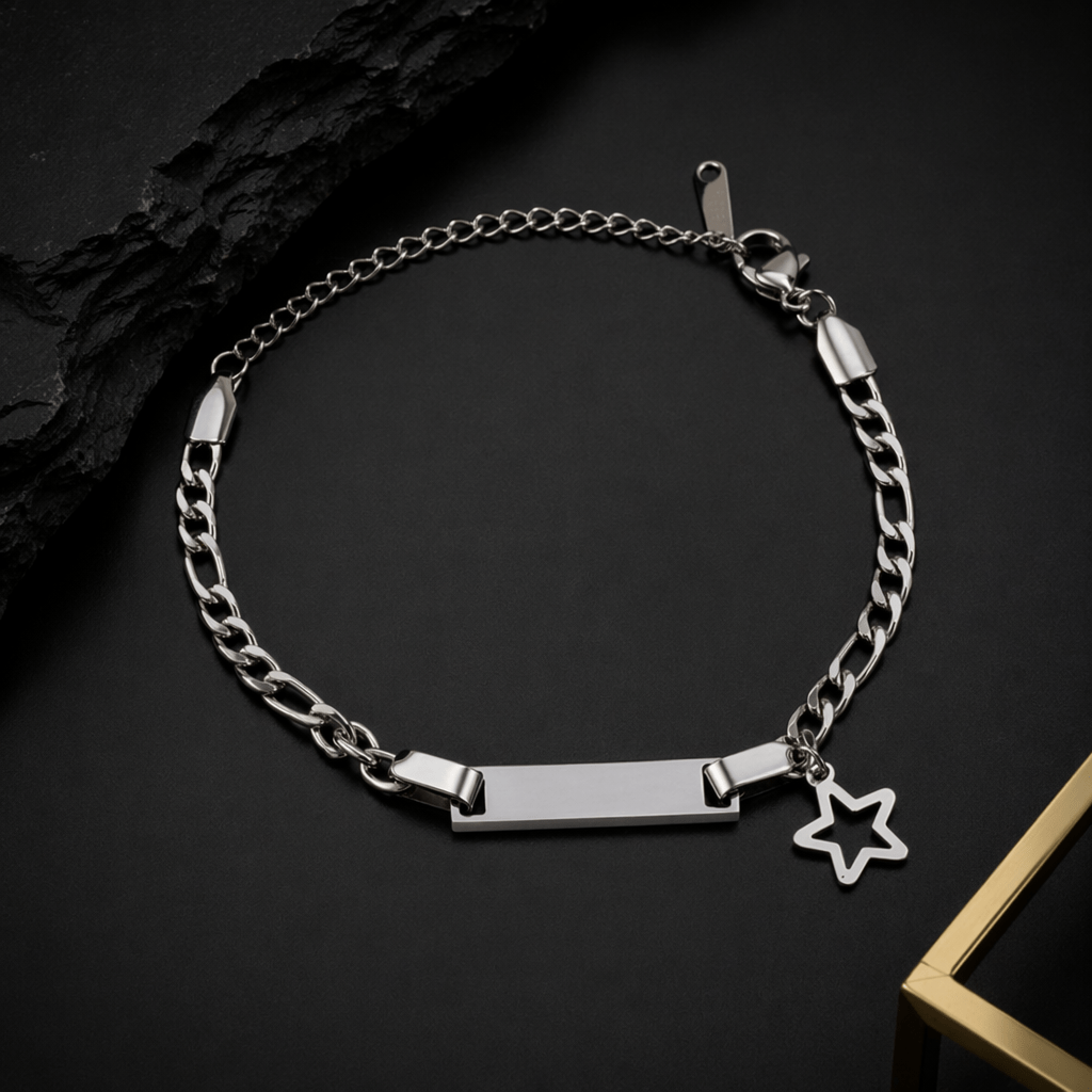 Summer Vacation Rectangle Bar Star Charm Bracelet
